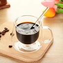 Conjunto de 4 Xícaras de vidro duplo KEMORELA com alça e design elegante para café e chá