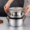 Conjunto Tigela Fatiadora 3 em 1 Inox Casa Splendida