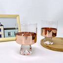 Conjunto jarra decanter 900 ml com dois copos quadrados em vidro rose

