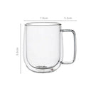 Caneca vidro borossilicato 350ml parede dupla com alça ideal para lattes