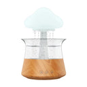 Umidificador Cloud Rain RGB com base efeito madeira e luz azul iluminando a água
