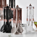 Conjunto premium de 8 utensílios de cozinha em silicone com suporte organizador Casa Splendida, resistente ao calor e elegante.