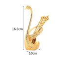 Conjunto cisne dourado com 6 colheres em inox para café