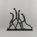 Escultura Decorativa Abstrata Homens em Movimento Metal Preto Casa Splendida