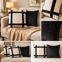 Capa de Almofada Decorativa Monaco Preto e Off White 50x50 cm | Casa Splendida