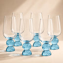 Conjunto com 6 Taças de Vidro Linha Lumina Dupla Esfera Azul 500 ml | Vidro Artesanal