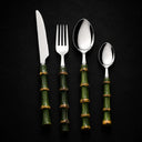 Faqueiro Bambu Verde 24 Peças em Aço Inox Premium