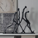 Escultura Decorativa Abstrata Homens em Movimento Metal Preto Casa Splendida