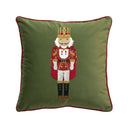 Capa de almofada de Natal verde com quebra-nozes bordado 45x45 cm — Casa Splendida