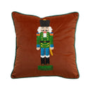 Capa de almofada de Natal terracota com quebra-nozes bordado 45x45 cm — Casa Splendida