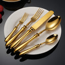 Faqueiro Inox Royal Classic 30 Peças Dourado Casa Splendida com garfo, faca e colher em aço inox dourado de alto brilho