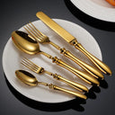 Talheres do Faqueiro Inox Royal Classic 30 Peças Dourado Casa Splendida em inox dourado resistente com acabamento refinado