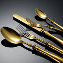 Conjunto do Faqueiro Inox Royal Classic 30 Peças Dourado Casa Splendida em aço inox dourado elegante para mesa posta sofisticada