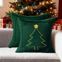 Kit 2 capas de almofada de Natal verde com árvore bordada dourada — Casa Splendida