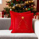 Kit 2 capas de almofada de Natal vermelha com árvore bordada dourada — Casa Splendida