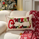 Capa de almofada baguete de Natal com bordado tufado colorido 30x50 cm — Casa Splendida
