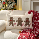 Capa de almofada baguete de Natal com biscoitos de gengibre bordados 30x50 cm — Casa Splendida
