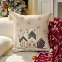 Capa de almofada de Natal Casa de Neve bordada 45x45 cm — Casa Splendida