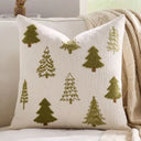 Capa de almofada de Natal com árvores verdes bordadas 45x45 cm — Casa Splendida