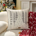 Capa de almofada de Natal com pinheiros bordados em tom fóssil 45x45 cm — Casa Splendida