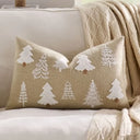 Capa de almofada de Natal bege 30x50 cm com árvores brancas bordadas — Casa Splendida