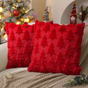 Kit 2 capas de almofada de Natal vermelhas com pinheiros em relevo — Casa Splendida