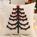 Capa de almofada de Natal tufada com árvore verde e laços vermelhos 45x45 cm — Casa Splendida