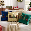 Capas de almofada de Natal em veludo dourado, vermelho e verde com manta — Casa Splendida
