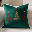Kit 2 capas de almofada de Natal em veludo verde com árvores bordadas — Casa Splendida