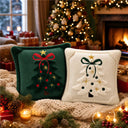 Capas de Natal verde e creme com árvore em relevo