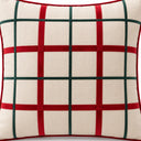 Detalhe da capa xadrez vermelho e verde do kit natalino Bolas e Xadrez