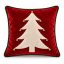 Capa de almofada de Natal árvore sobre fundo vermelho, integrante do kit Bosque de Natal