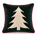 Capa de almofada de Natal verde com árvore em creme do kit Dueto de Árvores