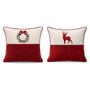 Kit com duas capas de almofada de Natal Tradição Bicolor: 1 capa bicolor com guirlanda + 1 capa bicolor com rena