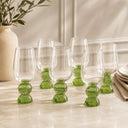 Conjunto com 6 Taças de Vidro Linha Lumina Dupla Esfera Verde 500 ml | Vidro Artesanal
