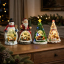 Luminária de Natal Cena Iluminada com Árvore e Papai Noel