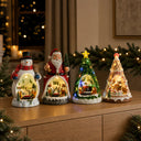Luminária de Natal Cena Iluminada com Árvore e Papai Noel