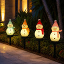 Kit 4 Luminárias de Natal Boneco de Neve Solar para Jardim