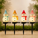 Kit 4 Luminárias de Natal Boneco de Neve Solar para Jardim