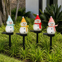 Kit 4 Luminárias de Natal Boneco de Neve Solar para Jardim
