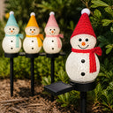 Kit 4 Luminárias de Natal Boneco de Neve Solar para Jardim