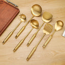 Utensílios de Cozinha Dourado Átrio Com Suporte 7 Peças Casa Splendida
