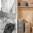 Caixa organizadora de tecido caqui para guarda-roupa